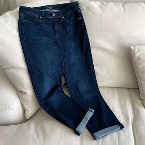 NYDJ Dark blue denim, crop Jean, size 2, stretchy with lift tuck technology.